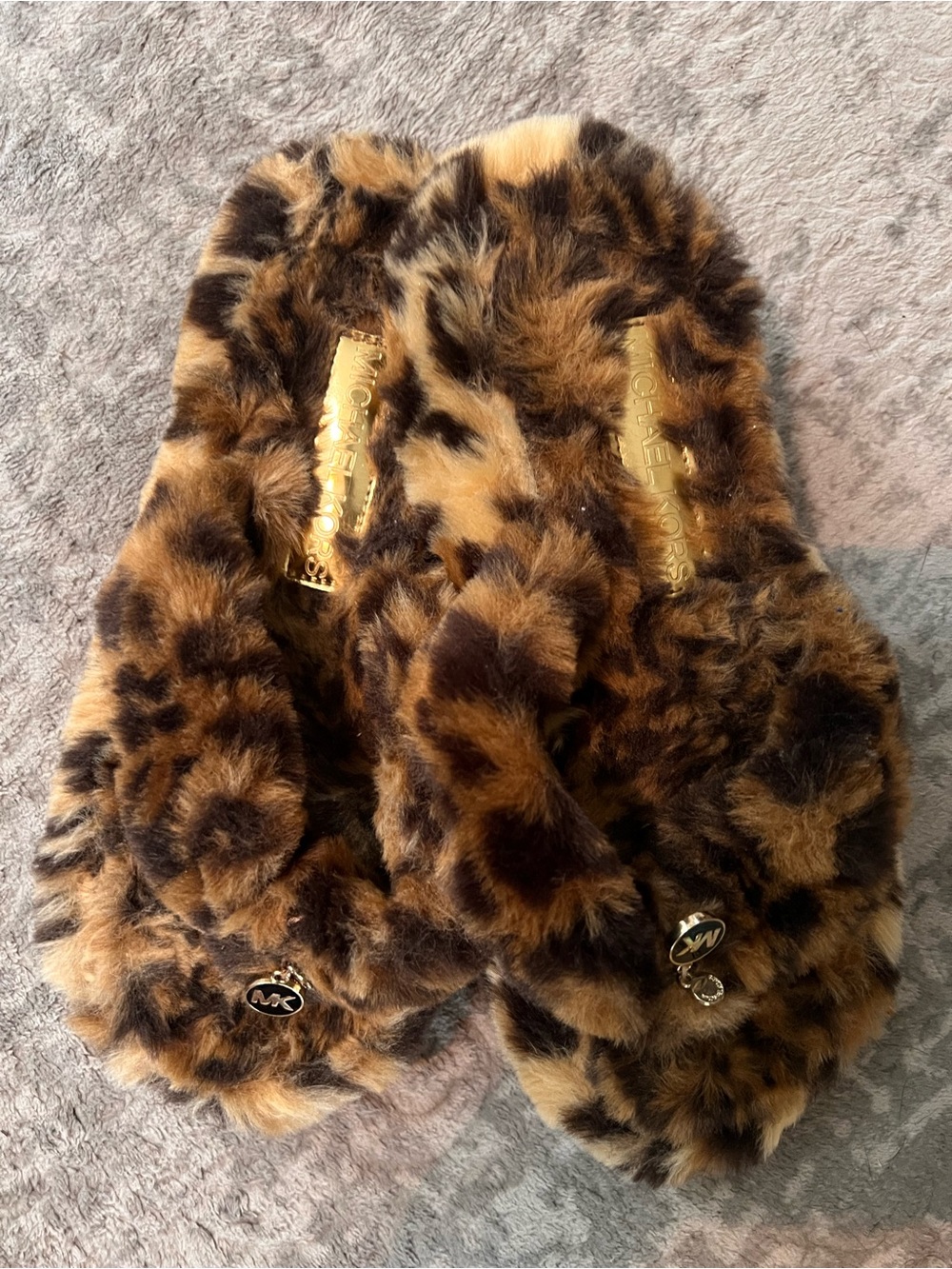 Michael Kors Leopard-Print Faux Fur Slippers - Brown/Black